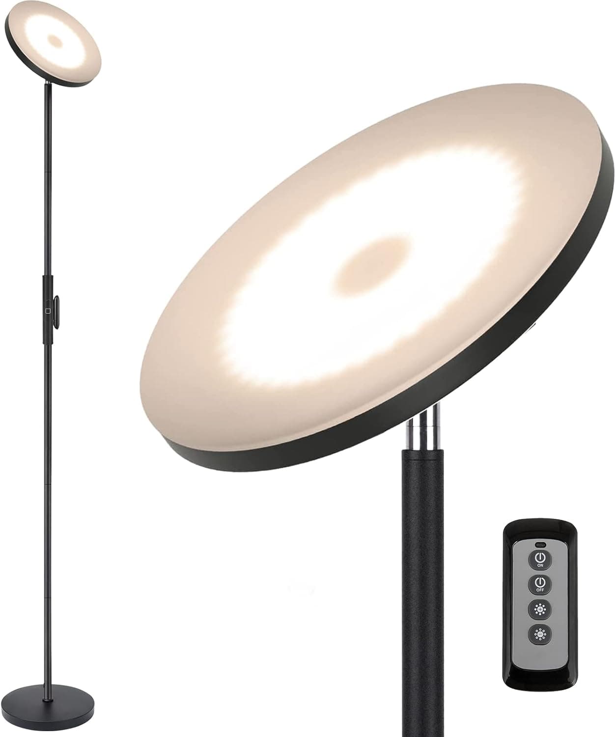 MOFFE Floor Lamp, 30W 2400lm LED Torchiere Sky Floor Lamps 3 Color Temperatures Dimmable Light with Remote and Touch Control for Bedroom, Living Room, Office(Black)
