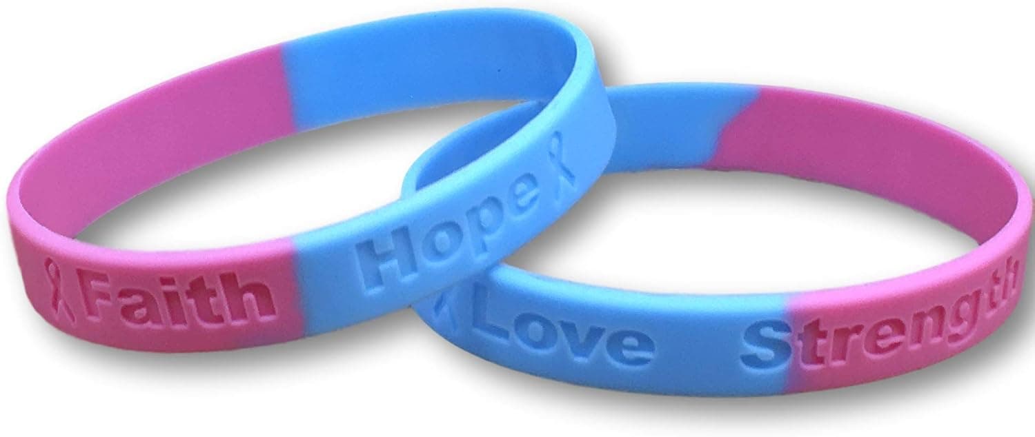 2 Pregnancy Loss Pink & Blue Silicone Awareness Bracelets - Medical Grade Silicone - Latex and Toxin Free (2 Bracelets)