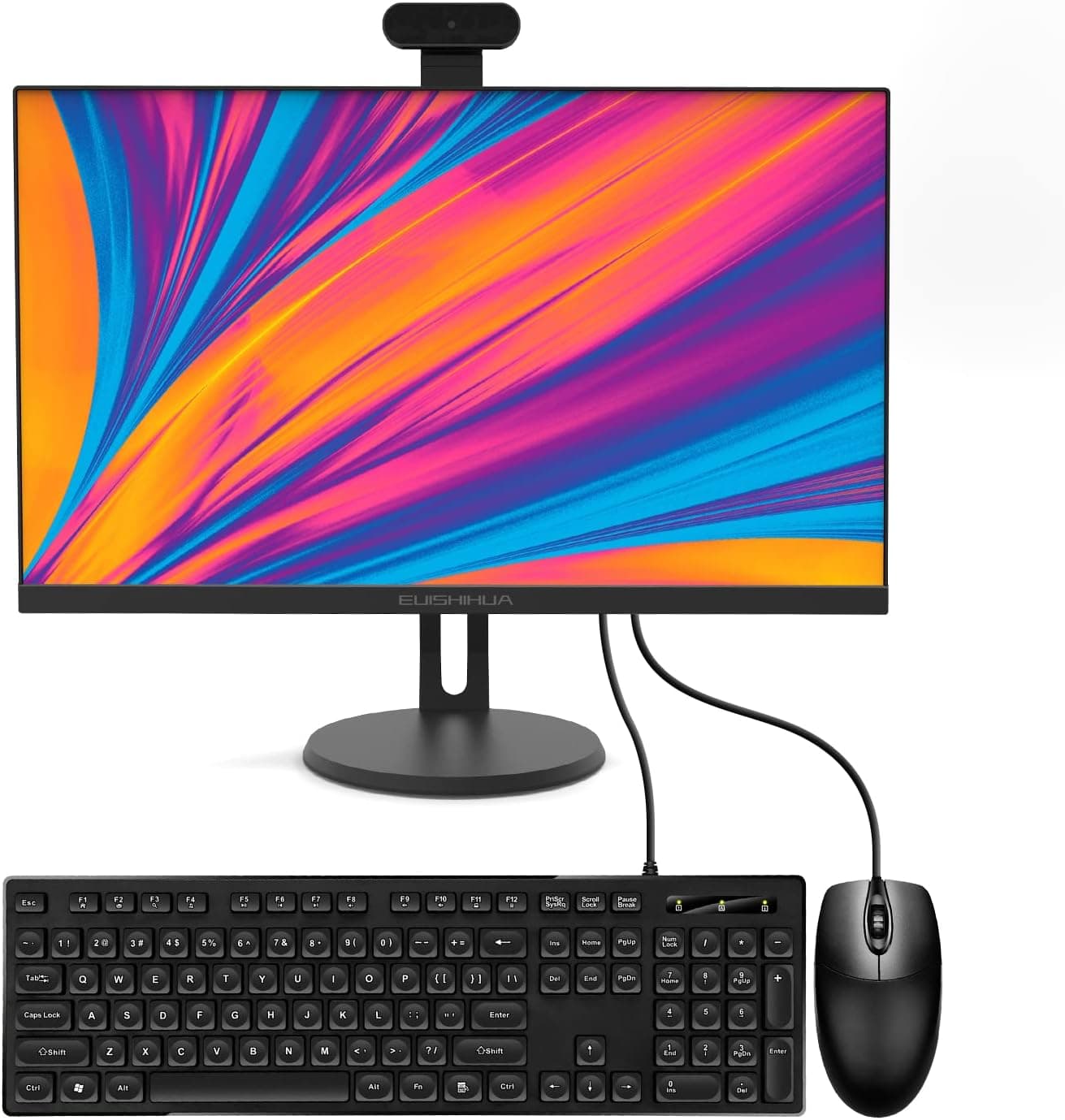 24” All-in-One Computers, Intel i7 Quad-Core Windows 11 Desktop Computer with Camera, 8G Ram 512G SSD IPS HD Display, WiFi Bluetooth for Home Entertainment Business Office (i7-Black)