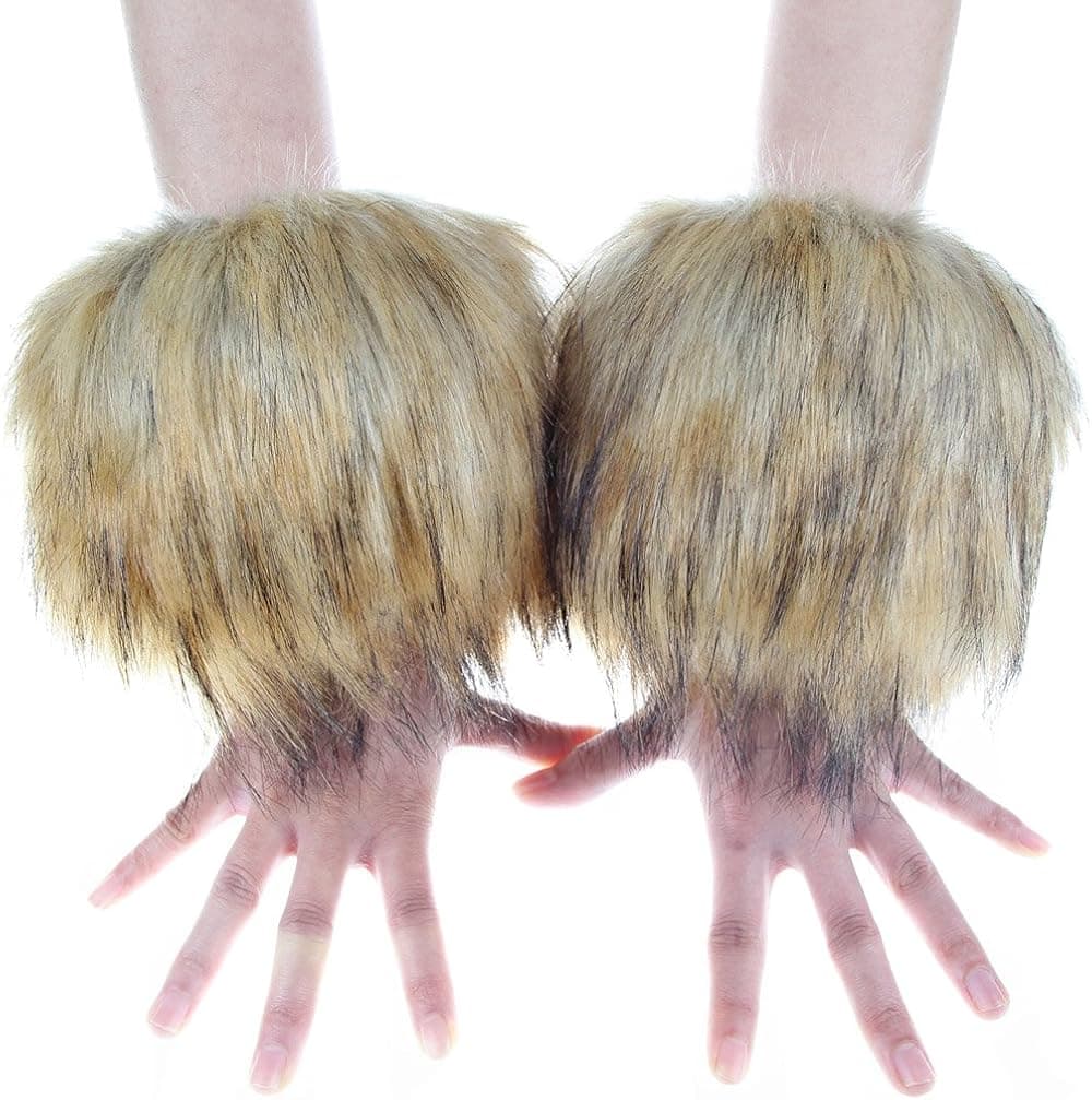 Ecosco Faux RED Fox Fur Hair Soft Wrist Band Ring Cuff Cozy Fuzzy Warmer ¡­