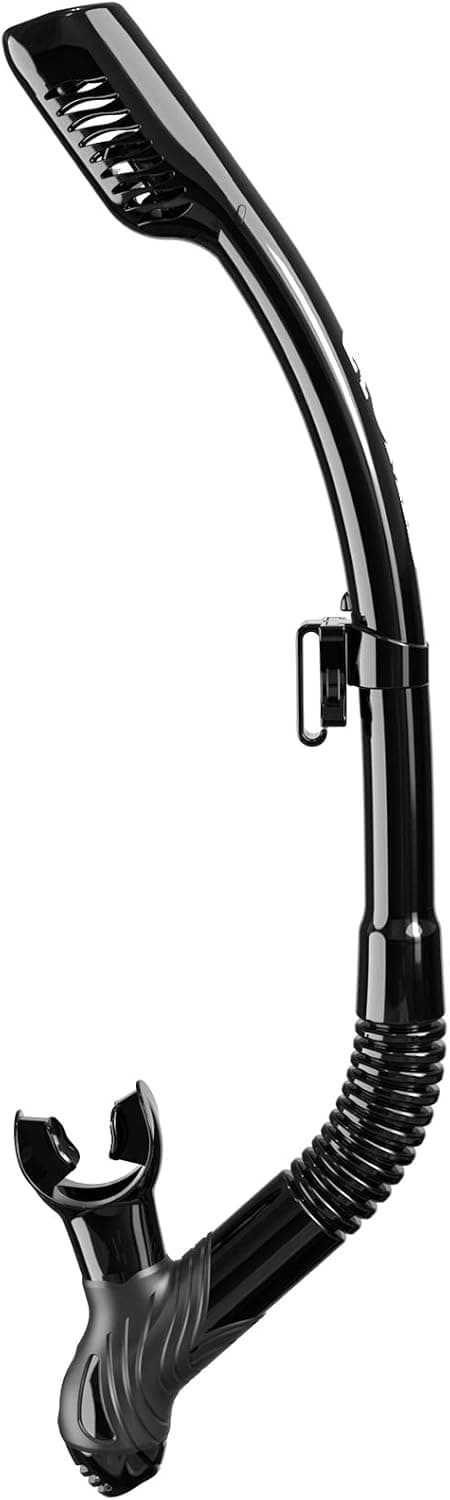 OMID Swim Snorkel for Lap Swimming Swimmer Training, Easy-Breath Center-Mount Swimming Snorkel with Comfortable Head Pads Food-Grade Silicone Mouthpiece Durable One-Way Valve for Adult