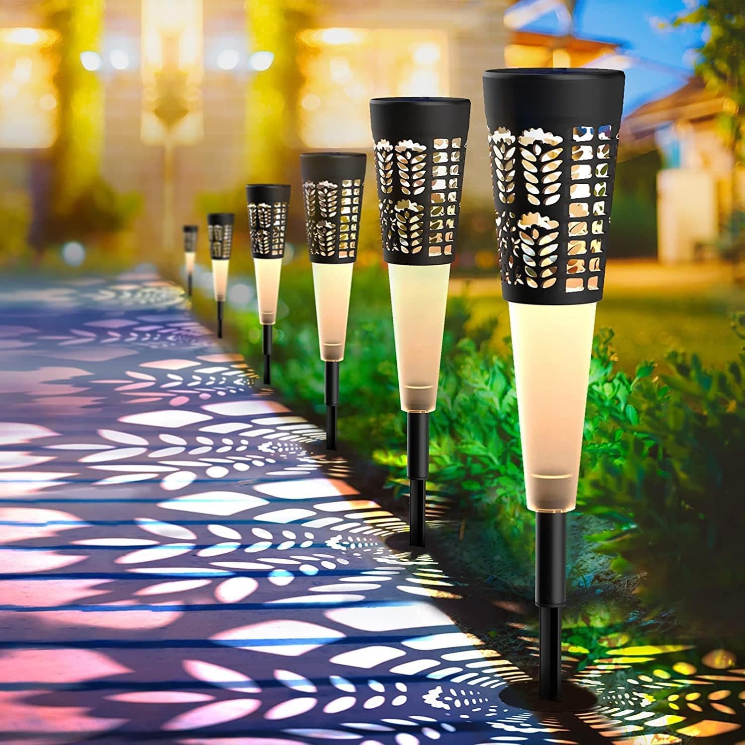6 Packs Solar Pathway Light, Extra Bright Outdoor Lights for Yard Garden Patio Landscape Driveway Lawn Walkway, Waterproof, Up to 18 Hrs Long Last, Auto On/Off, Easy Install Solar LED Light
