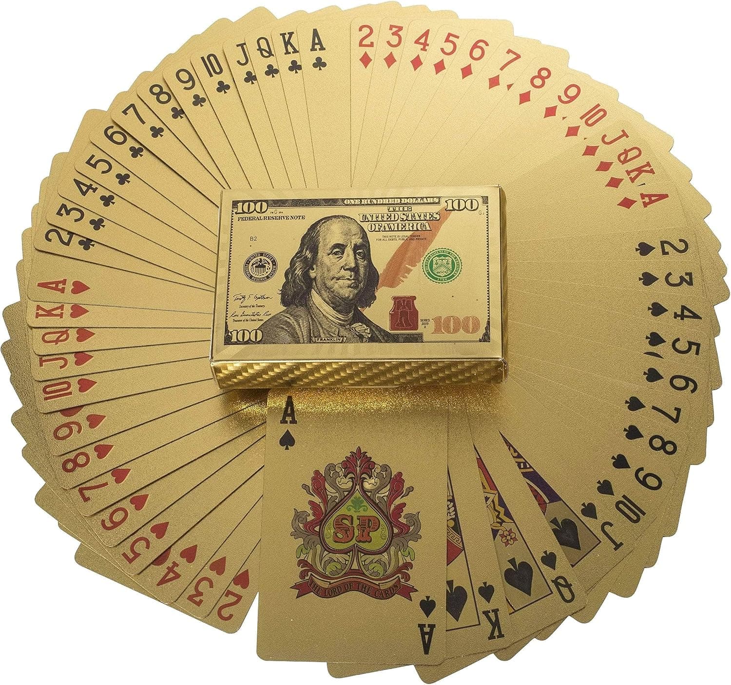ATB Playing Cards 24K Gold FOIL Newest 100.00 Bill Benjamin Franklin