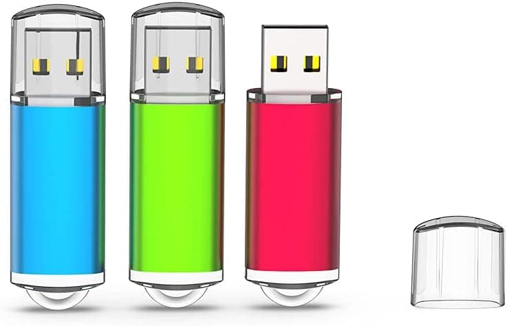 JUANWE 3 Pack 16GB USB Flash Drive USB 2.0 Thumb Drives Fold Storage Memory Stick Pen - Red/Blue/Green(16GB,3 Mixed Color)