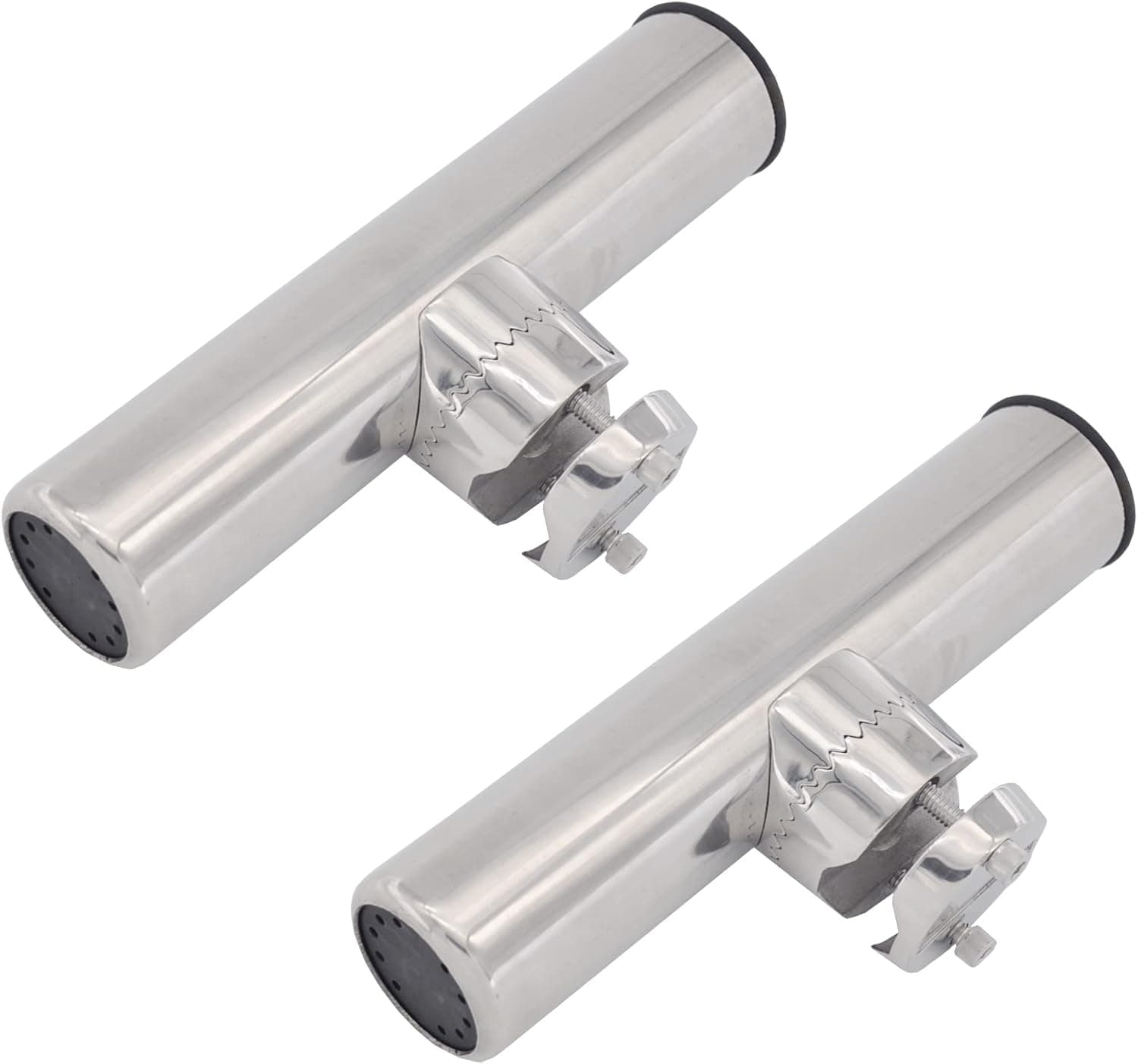 ISURE MARINE 2 pcs Stainless Clamp on Fishing Rod Holder for Rails 1” to 1-1/4”