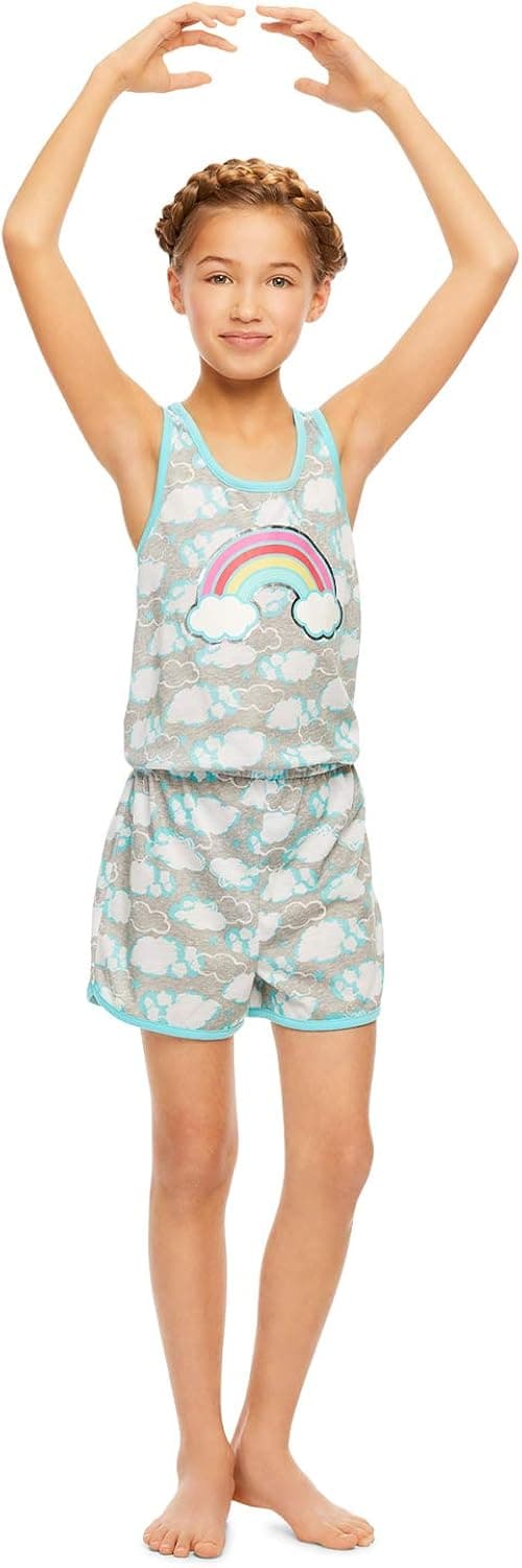 Girls 2-Piece Pajama Set Kids Sleepwear, Short Sleeve Top and Long Pants PJ Set, Lavender