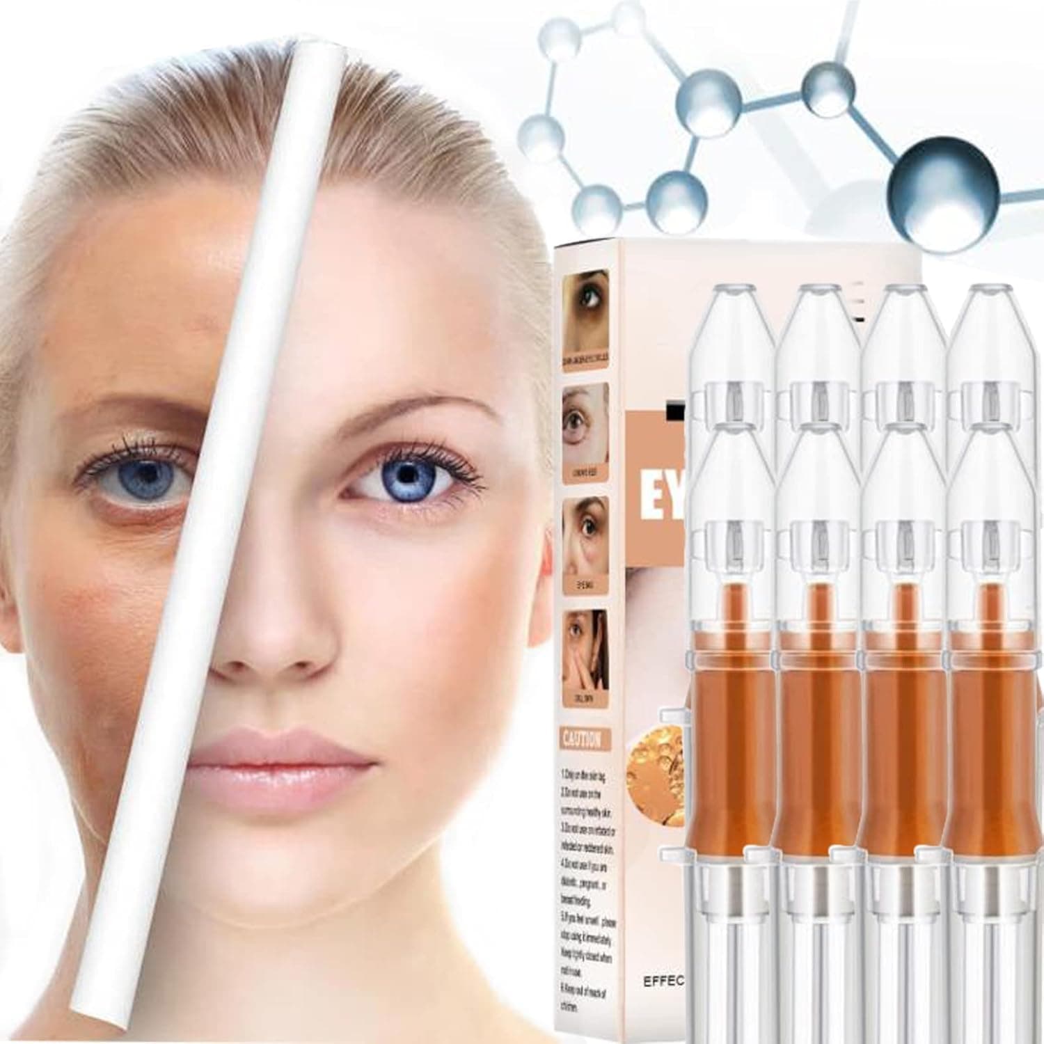HXSS 1 Min Eyes Beauty Serum - 1 Minute Eye Beauty Serum, 2/4/6/8 Pcs Rapidly Reducing Eye Cream for Dark Circles and Puffiness  (8 Pcs)