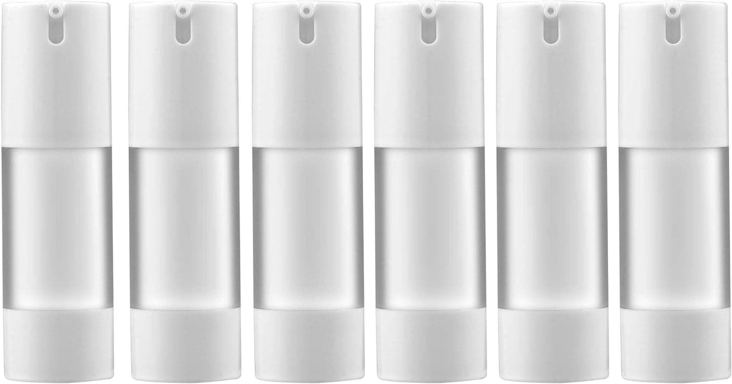 longway 1 Oz (30ML) Empty Refillable Airless Pump Bottle,Travel Foundation Containers,Airless Cosmetic Pump Bottle for Hand Sanitizer, Toner,Gel,Hair Oil, Lotion and Face Cream (Pack of 6, Frosted)