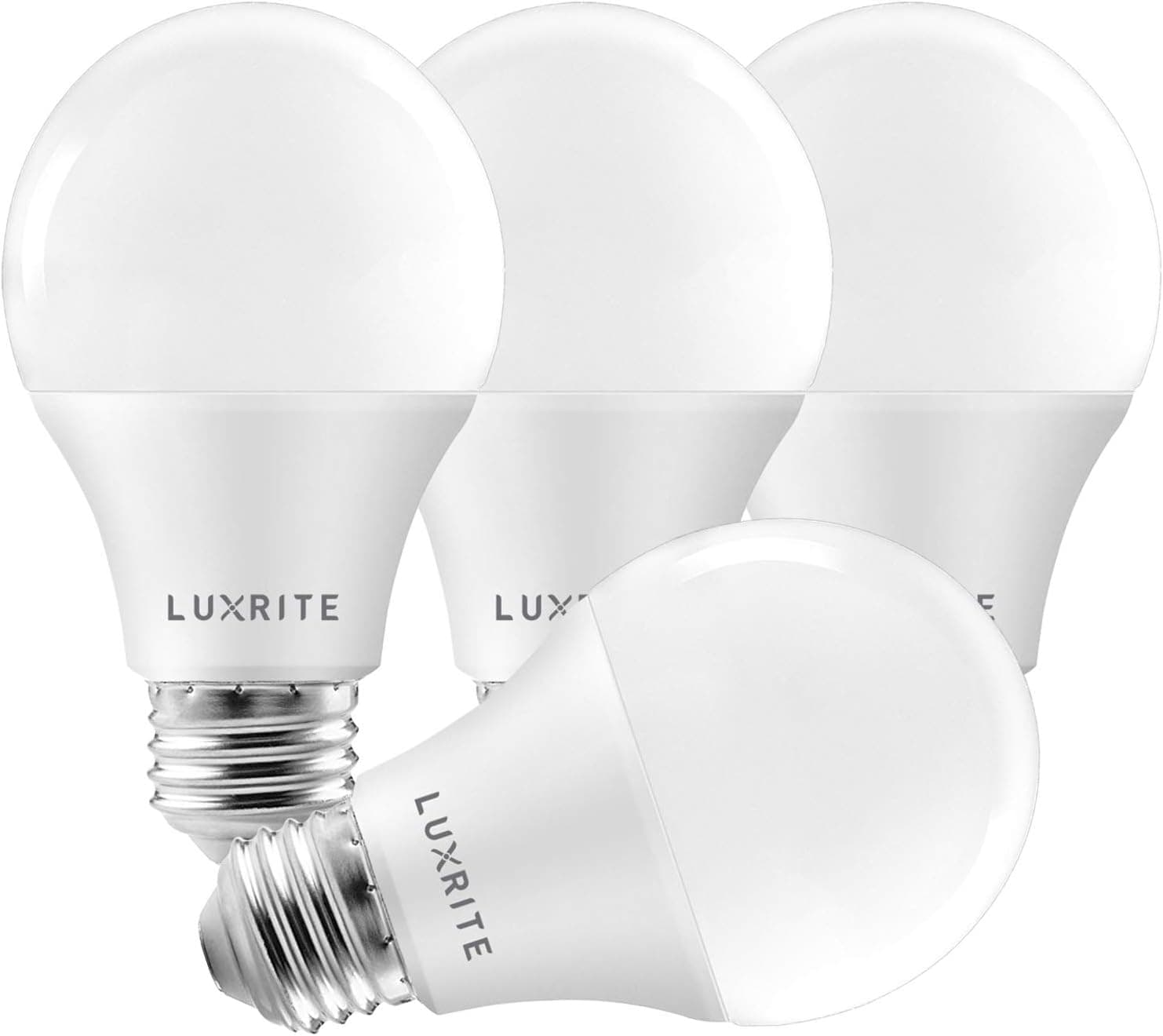 LUXRITE A19 LED Bulb 75W Equivalent, 1100 Lumens, 3000K Soft White, Dimmable Standard LED Light Bulbs 11W, Enclosed Fixture Rated, Energy Star, E26 Medium Base - Indoor and Outdoor (4 Pack)