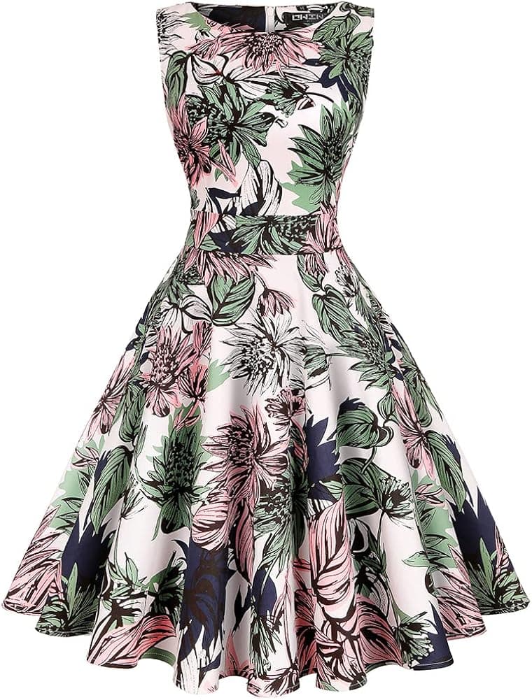 OWIN Women's Vintage 1950's Floral Spring Garden Rockabilly Swing Prom Party Cocktail Dress…