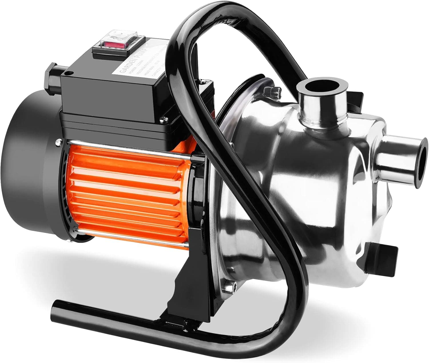 1.6HP Shallow Well Sump Pump Garden Pump, Stainless Steel Portable Transfer Water Pump Stainless Booster Pump Lawn Water Pump, Suit for Home Garden Irrigation