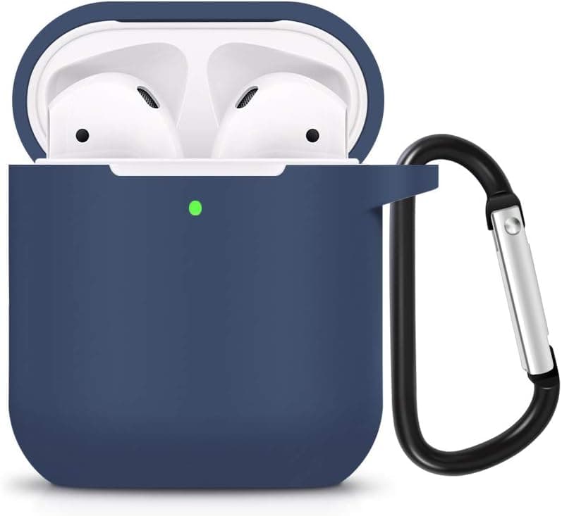 ZALU Compatible for AirPods Case with Keychain, Shockproof Protective Premium Silicone Cover Skin for AirPods Charging Case 2 & 1 (AirPods 2, Midnight Blue)