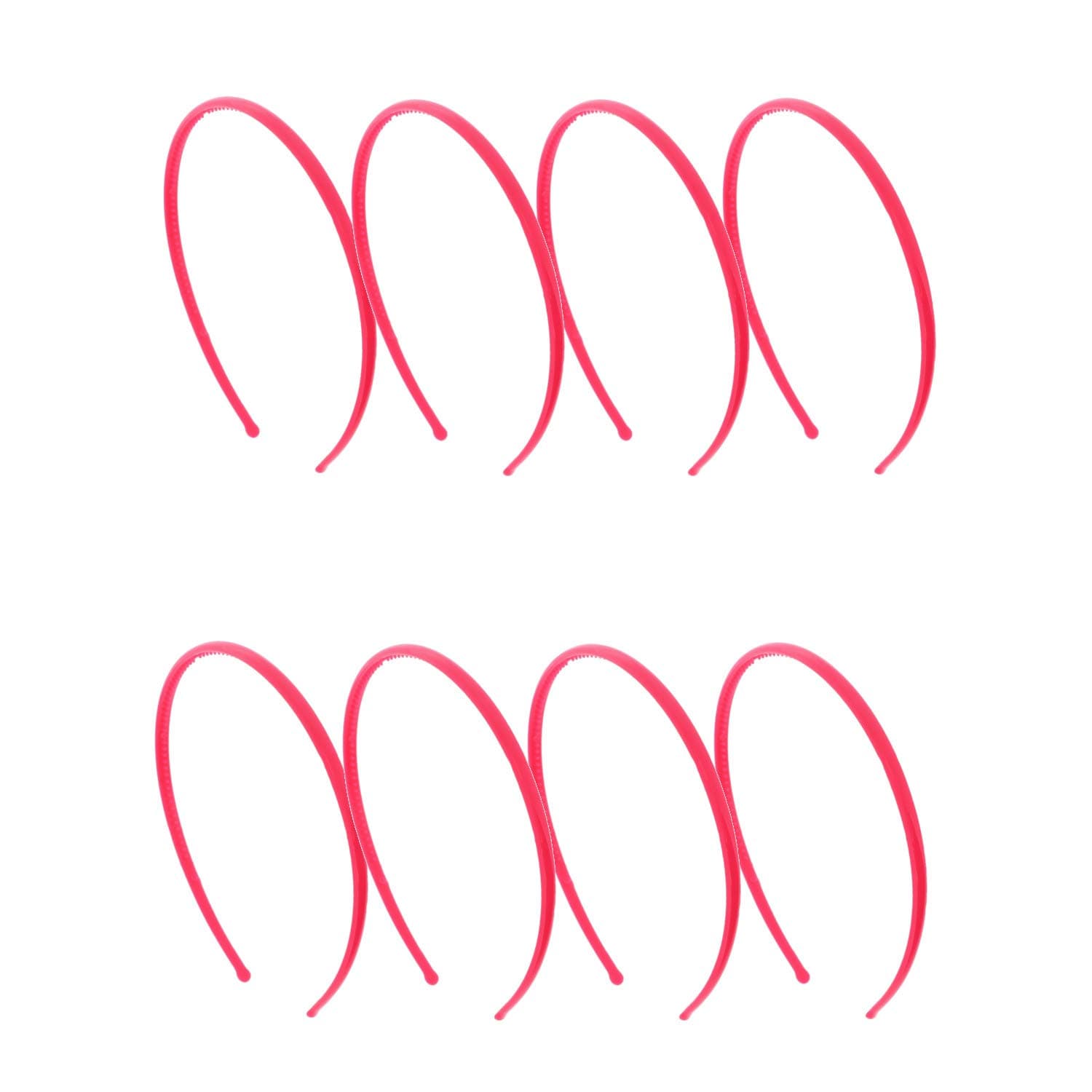 Motique Accessories Thin Plastic Headband - Set of 8-Hot Pink