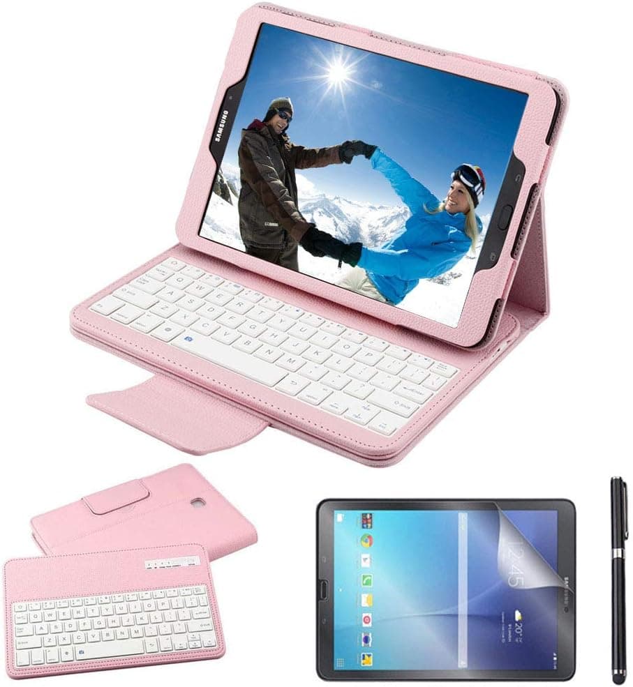 Galaxy Tab S3 9.7 Keyboard Case with Screen Protector & Stylus, REAL-EAGLE Slim Separable Fit PU Leather Case Cover Wireless Keyboard for Samsung Galaxy Tab S3 9.7 Inch SM-T820 T825, Pink