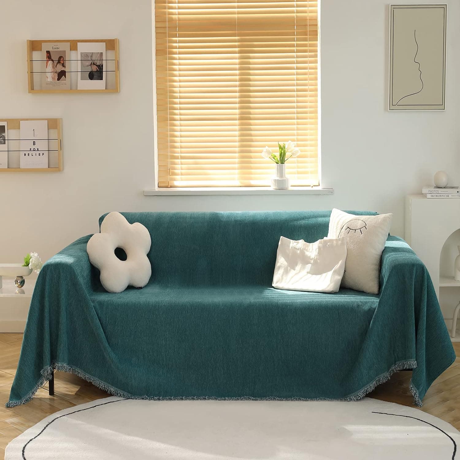 MEETSKY Couch Covers Sectional Sofa Cover Loveseat Protector Sofa Throw Cover Washable Recliner Sofa Slipcovers,Thick Soft Fabric Living Room/Bedroom Decoration,71"x 102", Dark Green