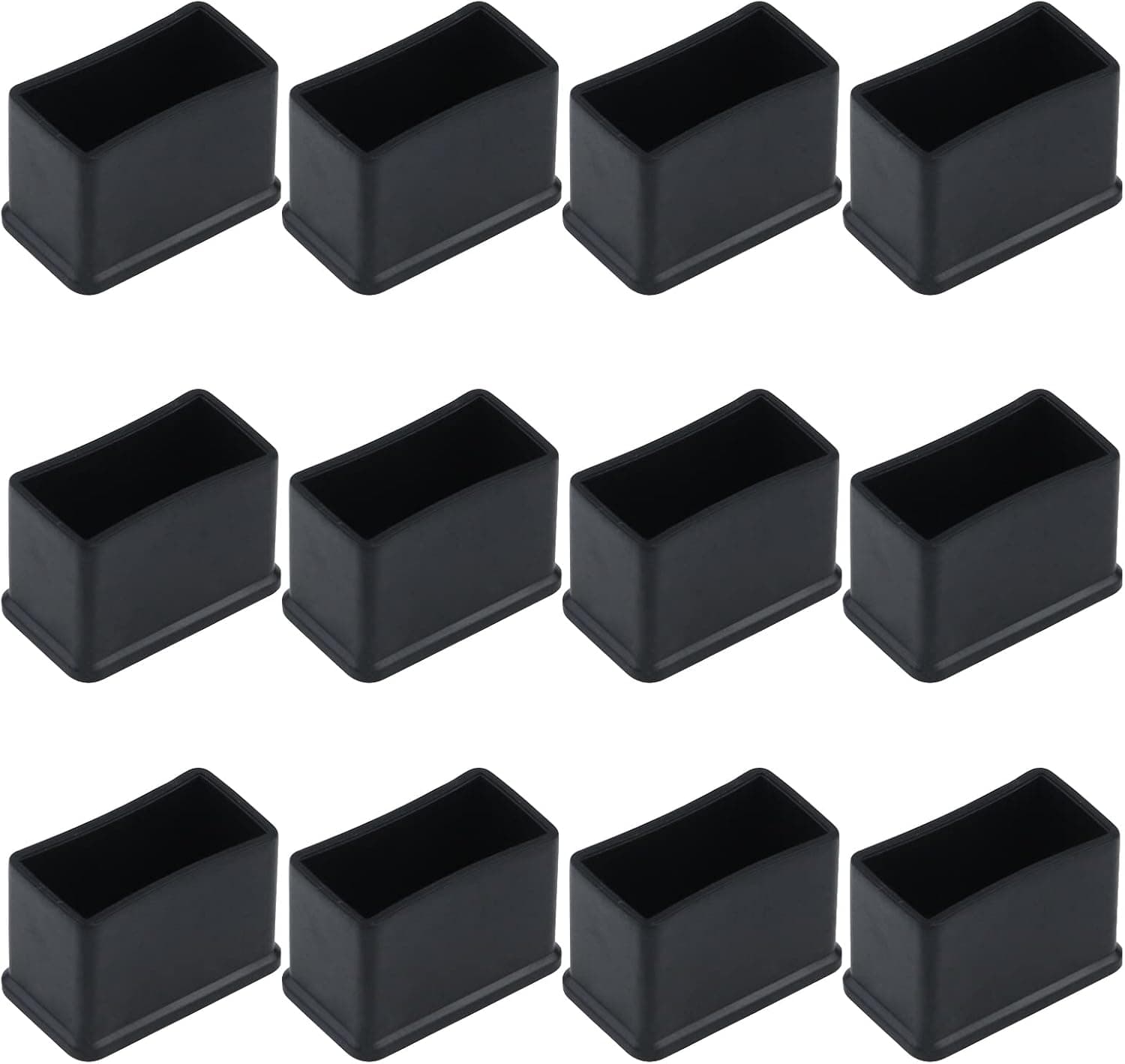Antrader Rectangle Shaped Furniture Rubber Feet Pads Table Chair Leg Foot End Caps Covers Protectors Black, 1.18" x 0.59", Pack of 12