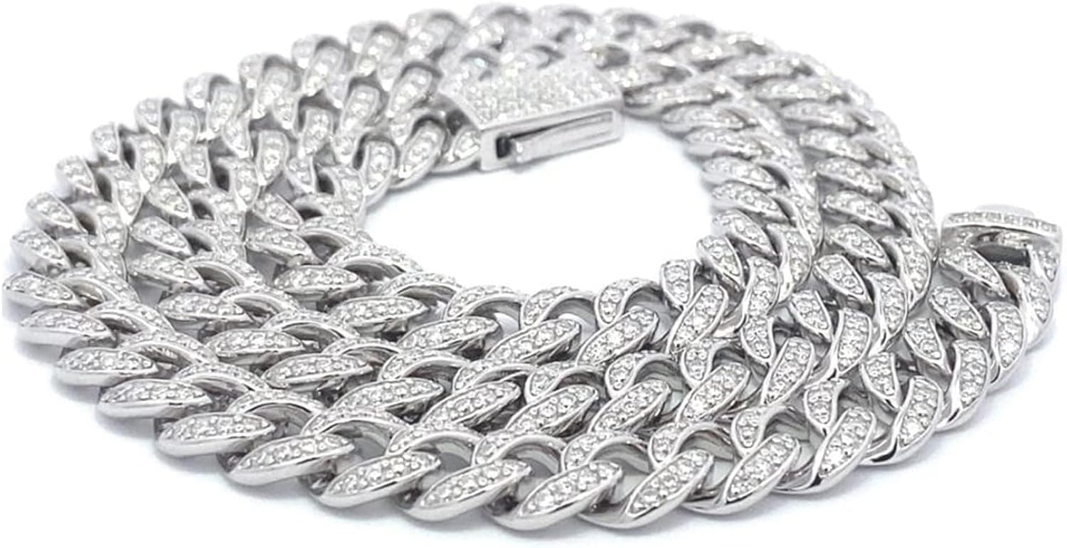 SAVEARTH DIAMONDS 5.80 Ct to 10.90 Ct Lab Created Moissanite Diamond 6MM Width Cuban Link Chain Necklace For Men In 14k Gold Over 925 Sterling Silver, 16" to 30" Length, Color : G-H, Clarity: VVS1