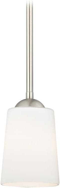 Design Classics Satin Nickel Mini-Pendant Light with Satin White Glass