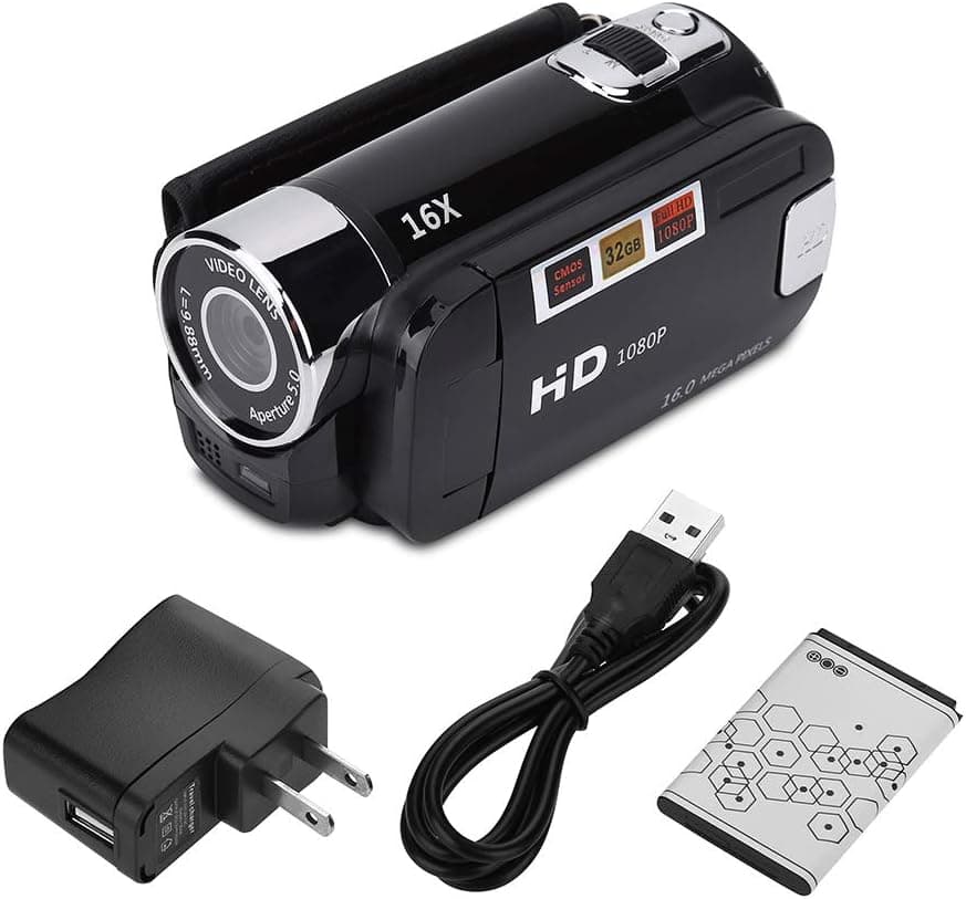 Eboxer Video Camcorder Handycam HD 1080P 16MP 270 Degree Rotation LCD Screen 16X Digital Zoom Video Camera with with COMS Sensor - The Best Gift for Frinend and Family (Black)