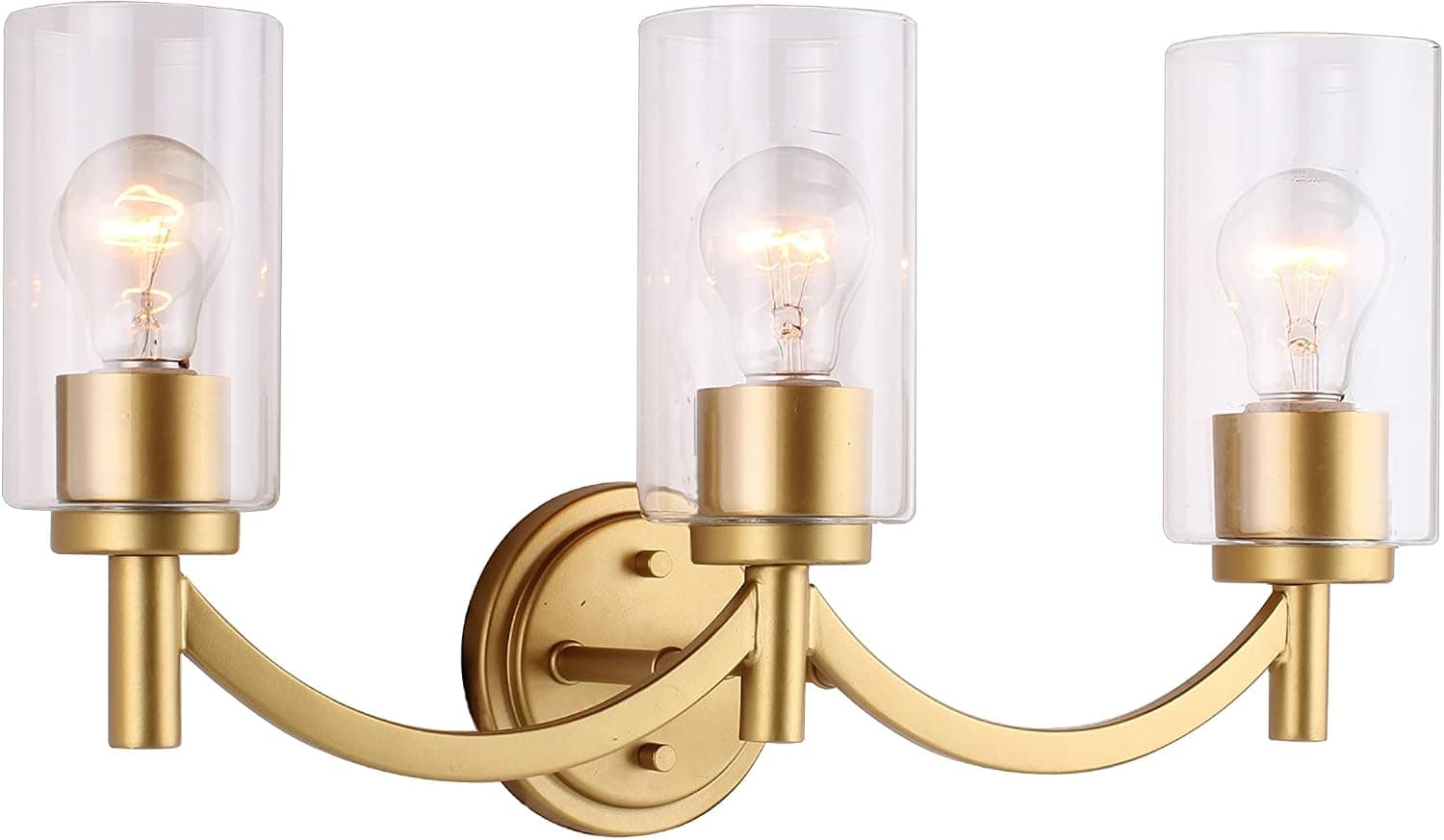 EGLO Devora 3-Light Transitional Vanity Light Damp Certificated Wall Sconce Bathroom Dimmable LED Mirror Lighting Fixture, Gold