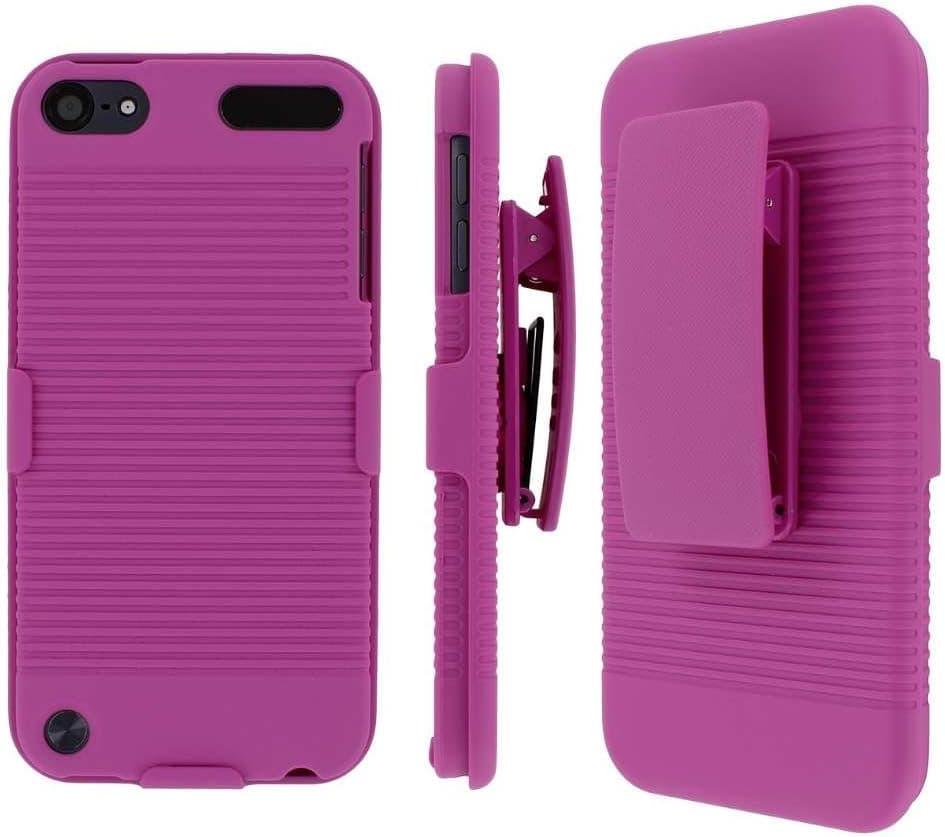 iPod Touch 5 gen Belt Clip Case, MPERO Collection 3 in 1 Tough Hot Pink Kickstand Case for Apple iPod Touch 5th Gen
