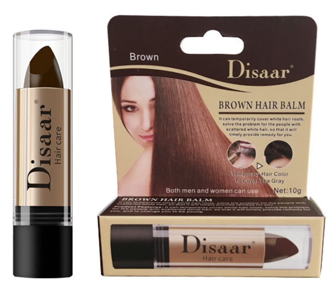 DISAAR Beauty Hair Care Balm Hide White Grizzle Hair Color Lipstick 10g (BROWN)