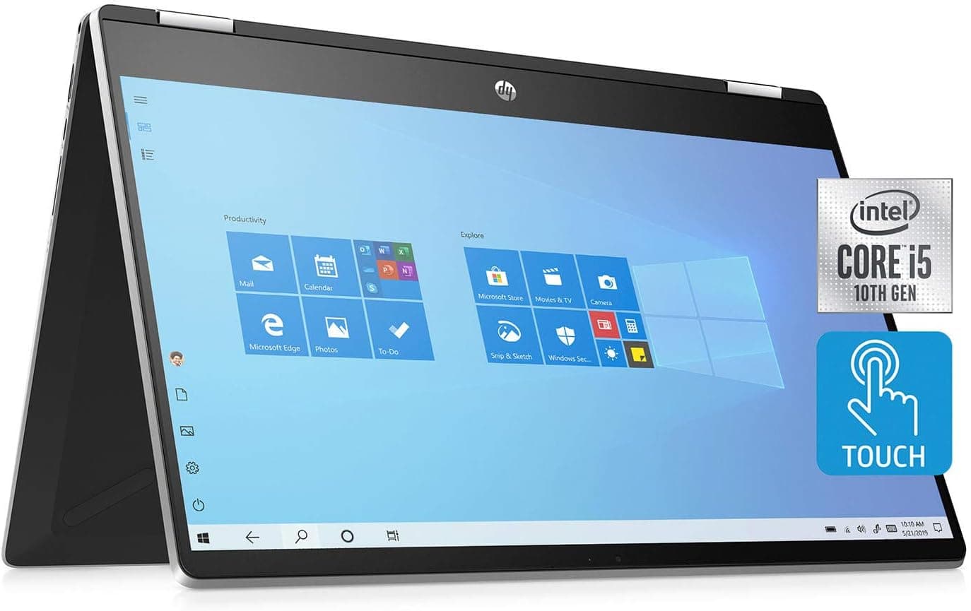 HP - Pavilion x360 15.6" HD - 10th Gen Intel Core i5-10210U - Touch-Screen - Camera - Natural Silver - 12GB DDR4 RAM, 1024GB PCIE SSD, Bundle with Woov Accessories - Windows 10 Home