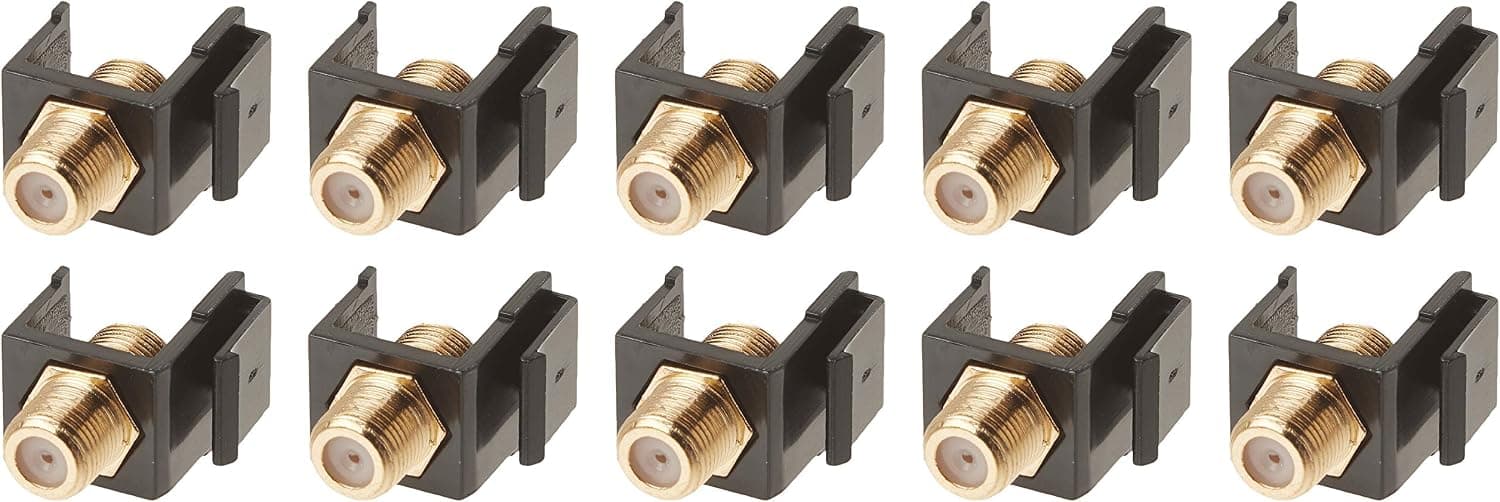 10 PCS Keystone Jack Modular F Type, Black, CNE581316