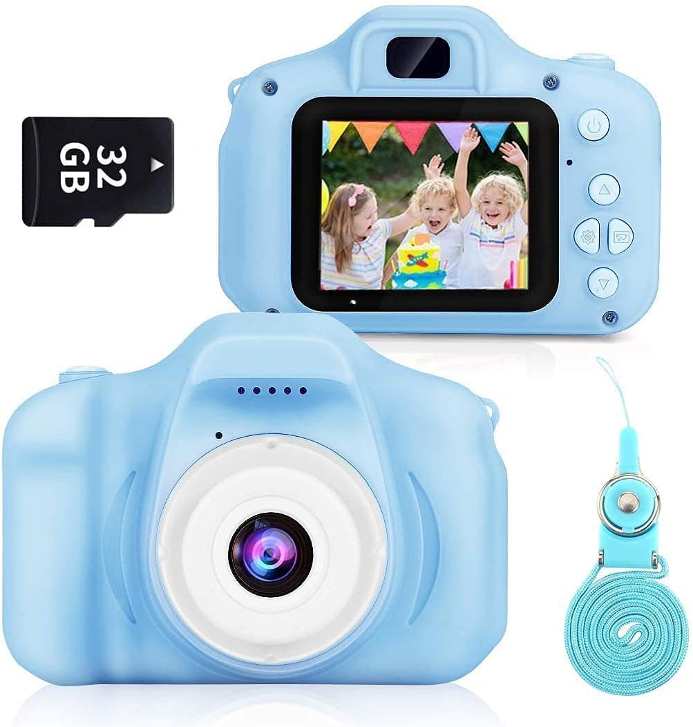 ZStarlite Kids Camera Children Video Digital Cameras, 1080P 2.0" HD Selfie Toddler Video Recorder, Dual Camera for 3-10 Year Old Boys Girls with 32GB SD Card, Card Reader (Blue)
