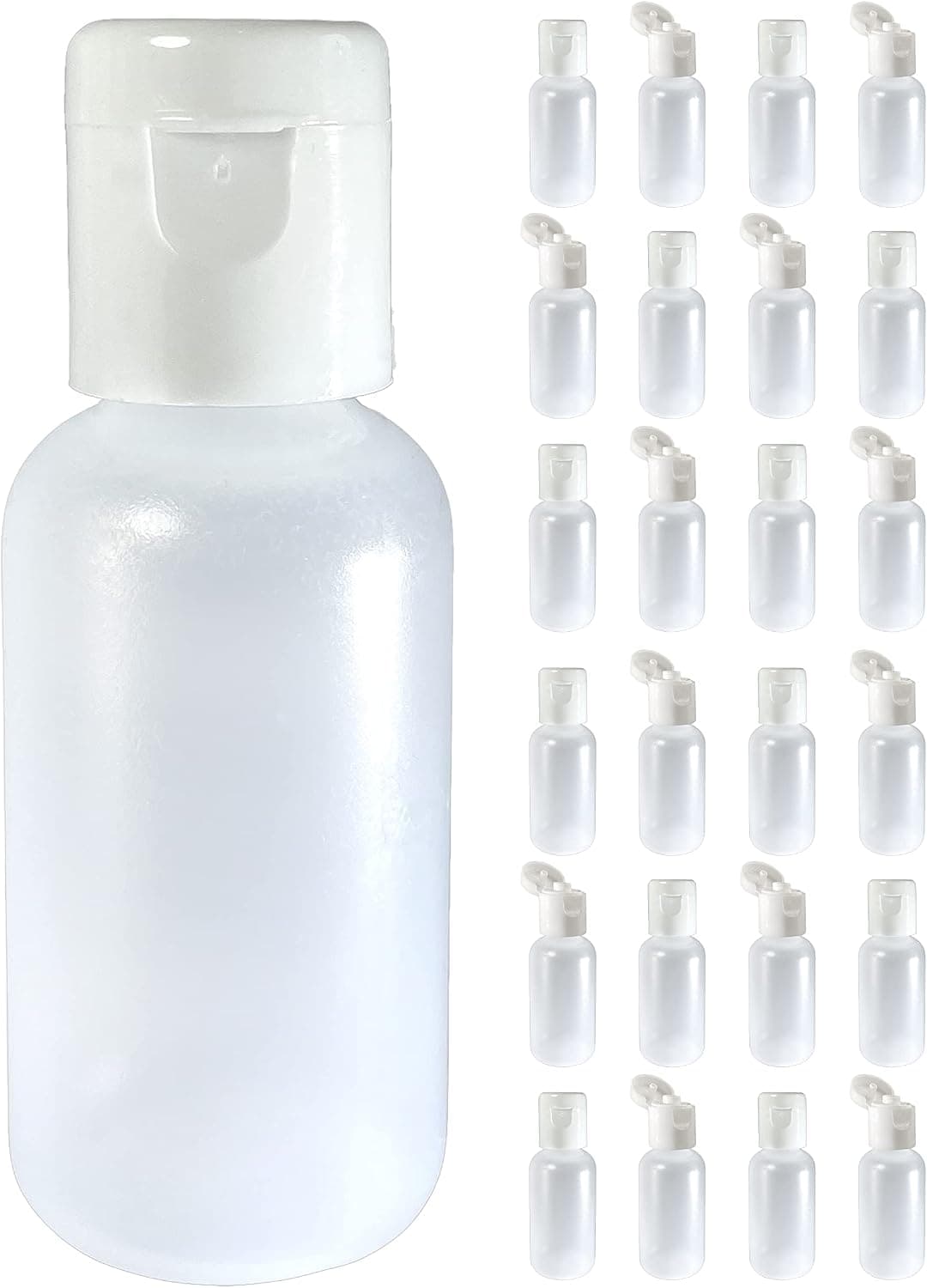 510 Central Mini Squeeze Bottles (1/2oz, 25 Pack) Boston Round with Snap Top Caps - LDPE Plastic - Made in USA