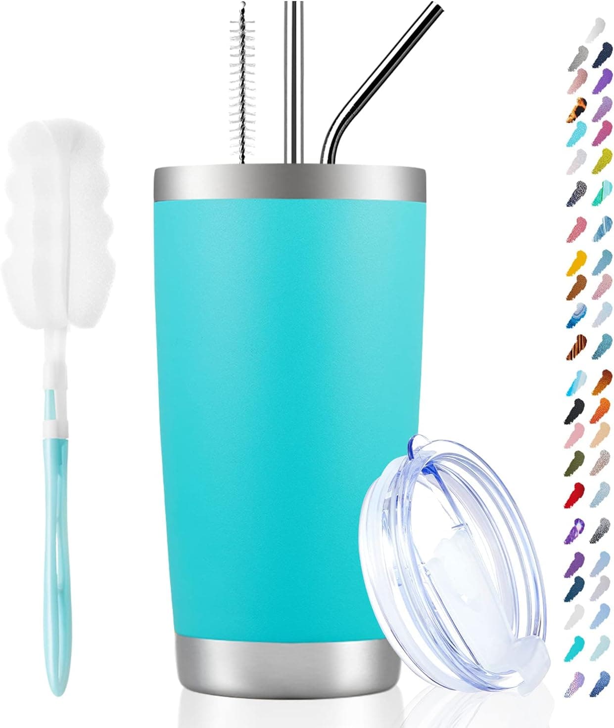 COKTIK 20oz Tumbler Cup Double Wall Vacuum Insulated Travel Mug Bulk, Stainless Steel Tumblers with Lid, Durable Powder Coated Coffee Cups for Cold & Hot Drinks, BlueGreen