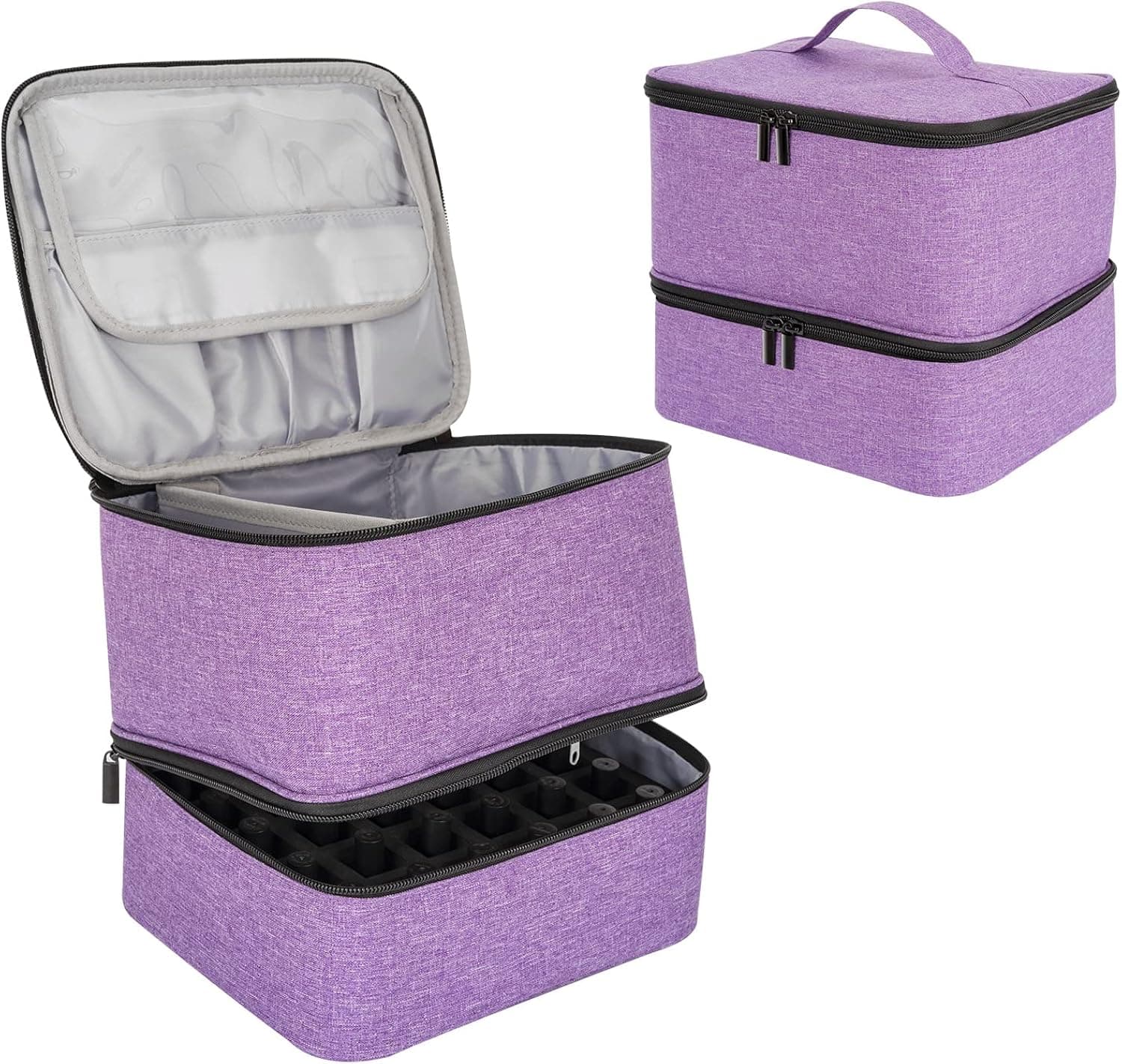 VVWAYSE Nail Polish Bag, Travel Nail Polish Holder with UV Light, Gel Nail Polish Storage Bag with Double Layers Keep Nail Kits Safe as Organizer Case