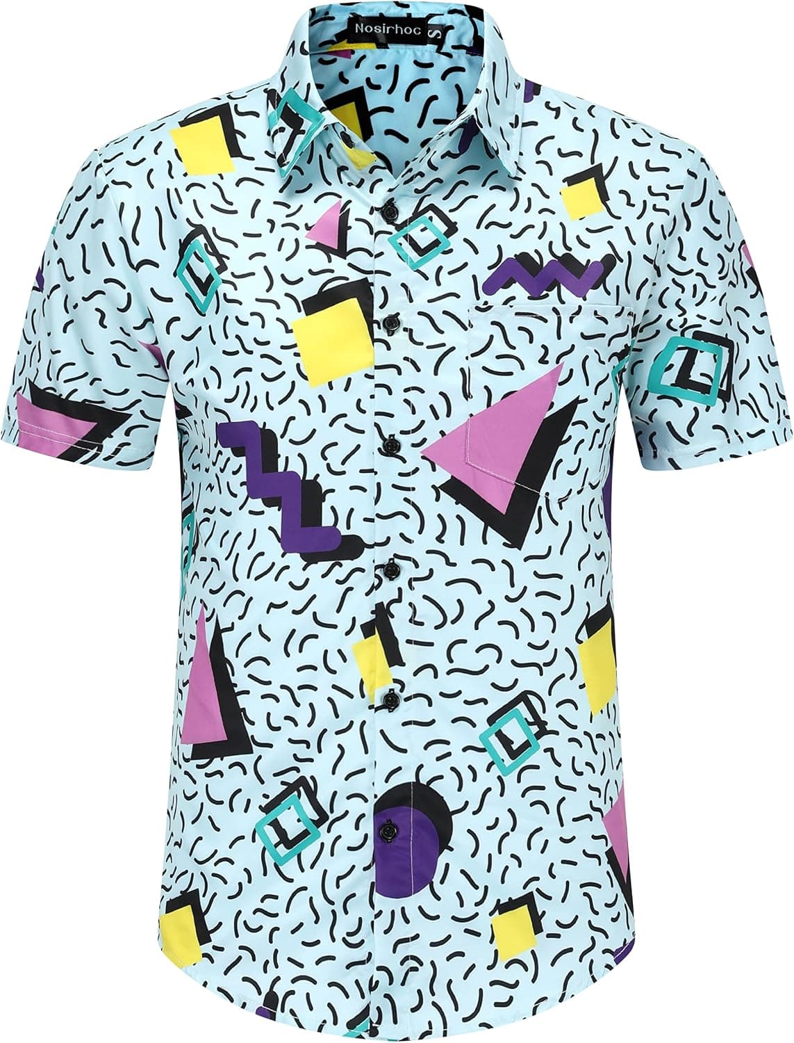 Nosirhoc 80s Shirts for Men 80s Shirt 90s Shirt Retro Casual Button-Down Shirts Hawaiian Shirt Disco Shirt Beach Shirts