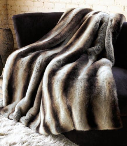 Donna Salyers' Fabulous-Furs Grey Chinchilla Faux Fur Throw 60" X 60"