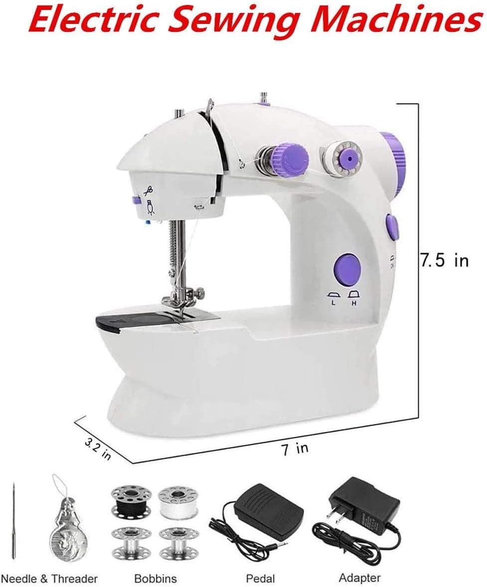 DHL Free!Fatapaese Mini Sewing Machine Without Upgrade Extension Table，Adjustable Double Threads and Two Speeds Portable Crafting Mending Machine Sewing Kit for Household, Travel, Kids, Beginners