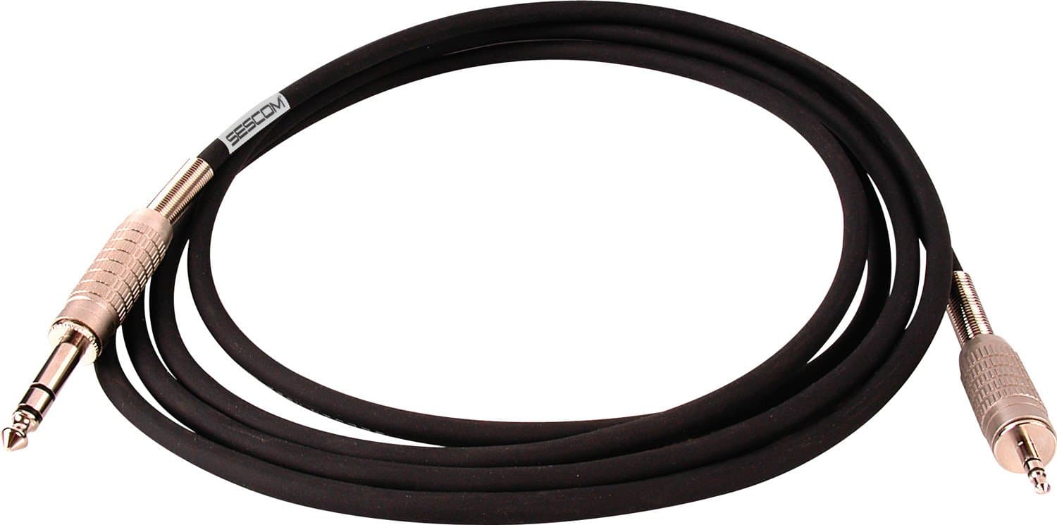 SESCOM Canare Star-Quad Cable 1/4-Inch TRS Male to 3.5mm TRS Male 25 Foot - Black