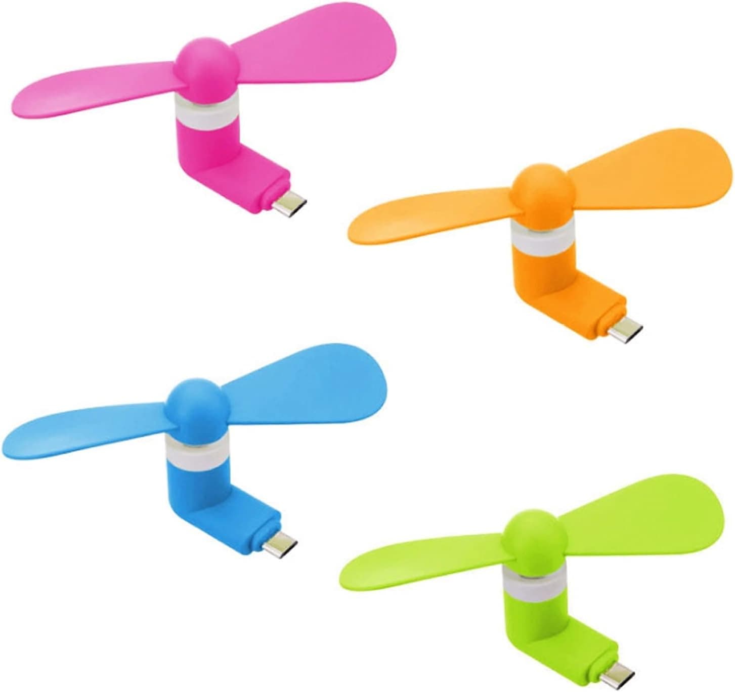 Personal Mini USB Fan for Android Cellphones - 4 Pack Portable Cell Phone Fan for Type C USB C Port Smartphones, Small Pocket Fan Travel Fans Plug in Mobile Phones Fast Cooling for Summer Outdoor (Type C-Colorful)