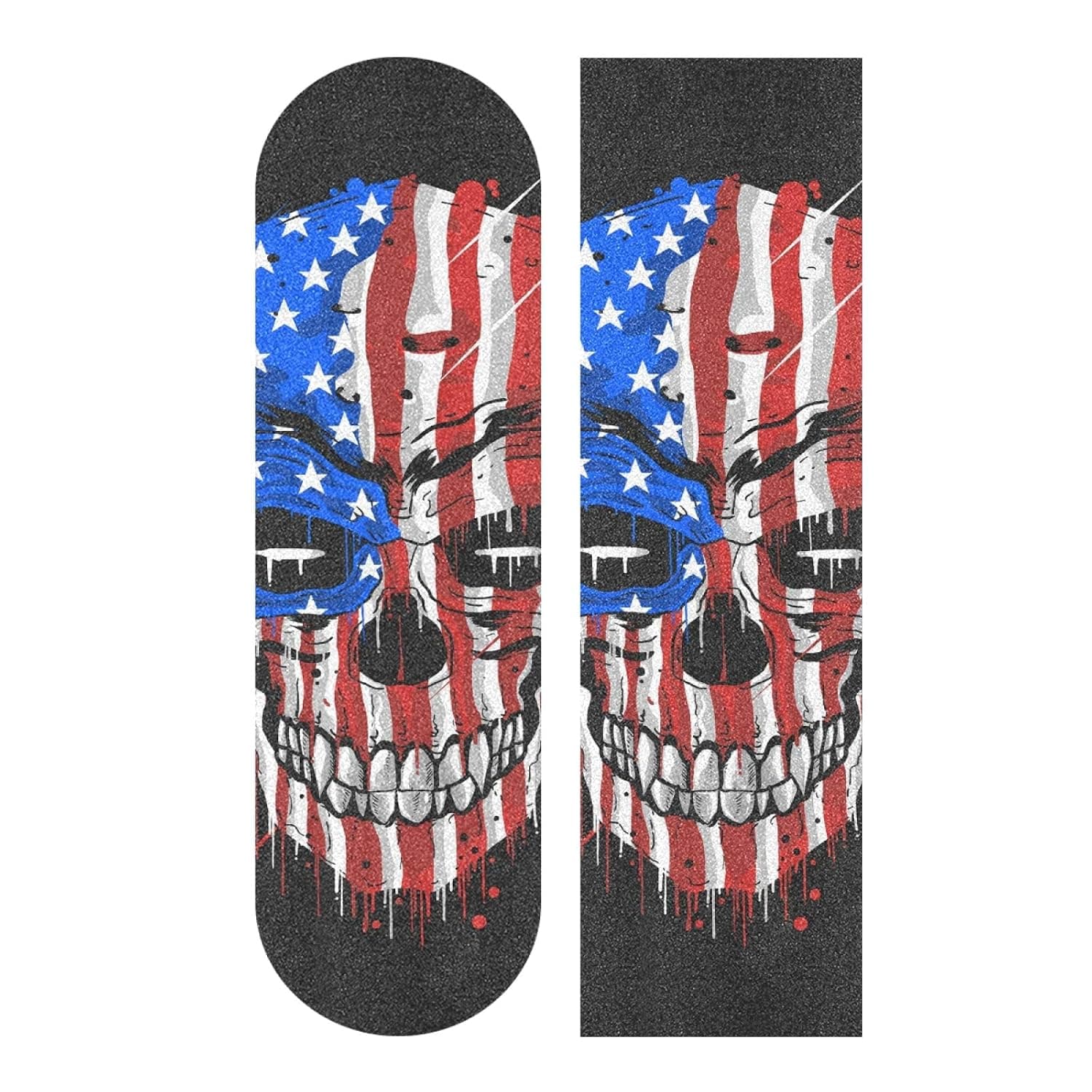 Skateboard Grip Tape Sheet 9 x 33 Inch, Cool Anti-Slip Longboard Griptape Sandpaper Bubble Free Scooter Grip Tape Sheet for Rollerboard Stairs Pedal (Skull US Flag)