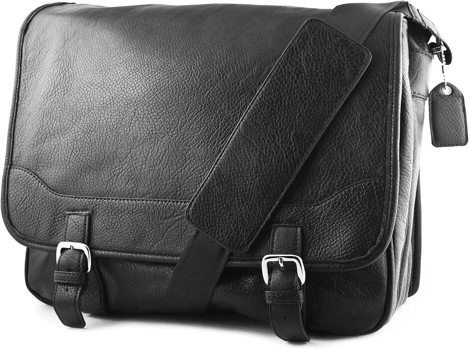 Everyday Soft Leather Man's 15-Inch Laptop Business Messenger Bag (Black)