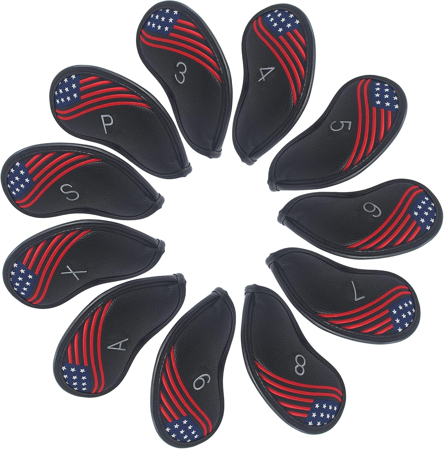 Golf Club Covers, Mallet Putter Headcovers, or Iron Covers Golf 11pcs Thick Synthetic, Premium Leather Golf Club Covers for Dad, Golf Accessories for Men Gifts