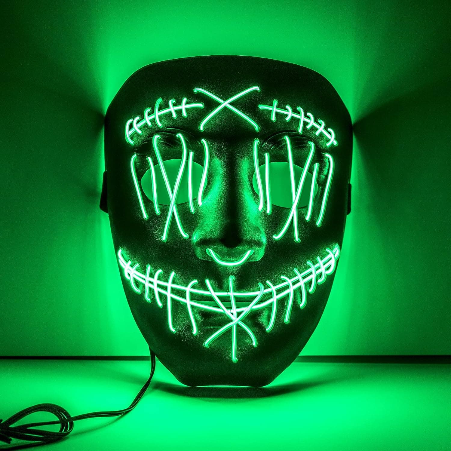 SZILBZ Halloween Purge Mask LED Light up Scary Glowing Masks for Festival Cosplay Halloween Costume