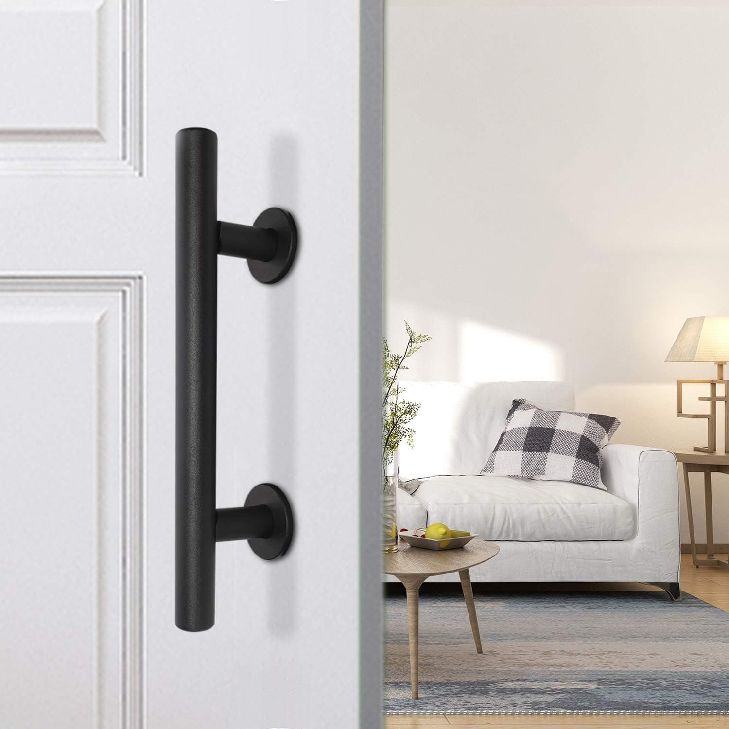 Barn Door Handle Pull and Flush Barn Door Handle Set in Black Barn Door Hardware Handle Gate Handles for Wooden Fences Garages Sheds Furniture.