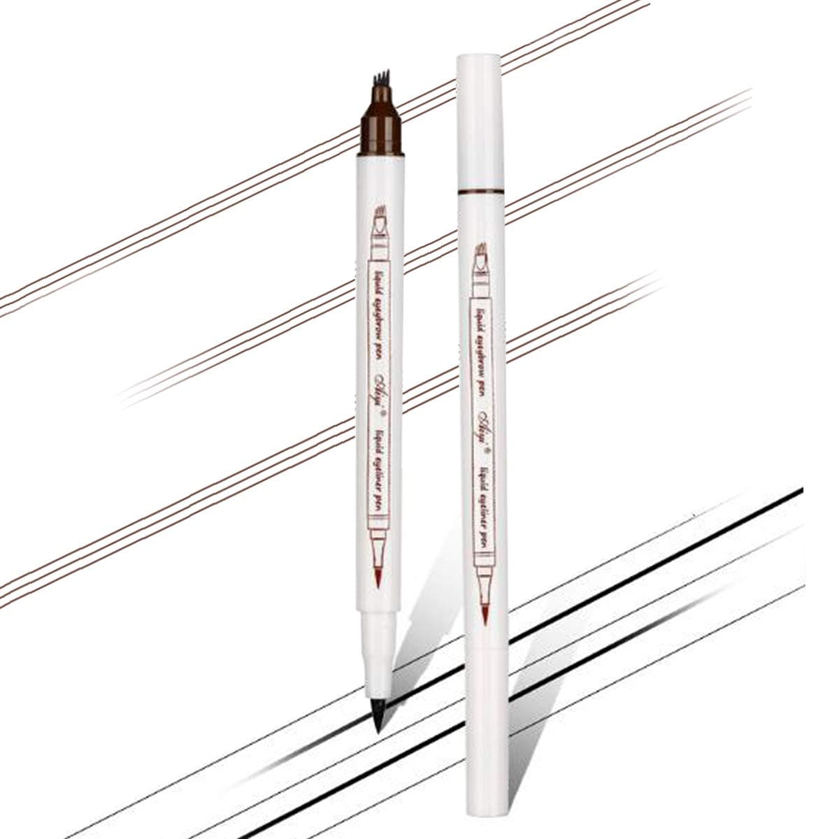 Aaiffey Eyebrow Tattoo Pen-Waterproof Eyeliner+Microblading Eyebrow Pencil with Micro-Fork Tips Applicator 2 in 1 Creates Natural Looking Eye Makeup Effortlessly