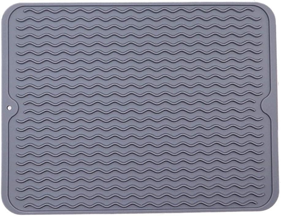 Silicone Dish Drying Mat - Extra Large Dish Drying Mat, Counter top Mat, Dish Draining Mat, Sink Mat, Large Silicone Trivet （16" x 12"）