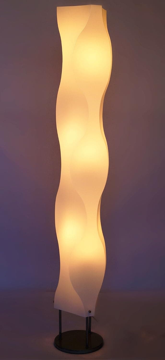 Floor Lamp Jk102l Contemporary Modern Lighting New Decor Design with White Plastic Wave Shade Metal Base for Living Room,Bedroom (LED Bulb prefered)