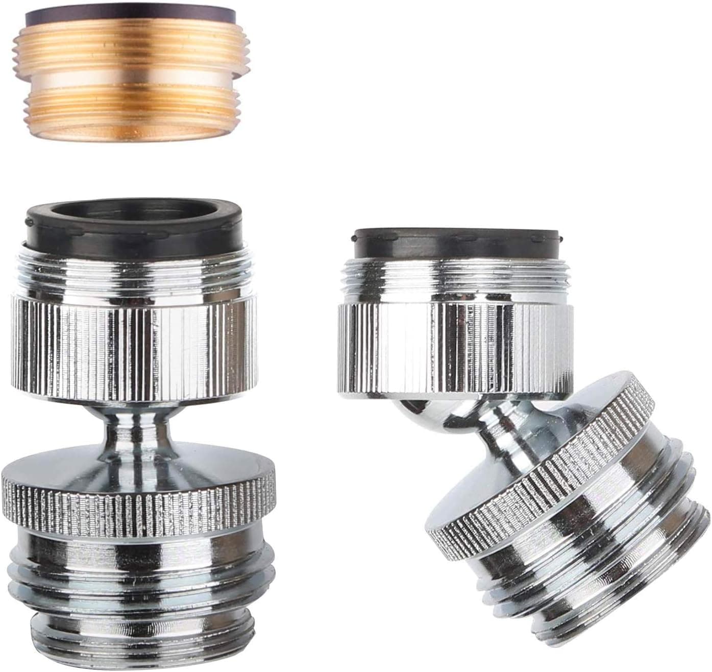 Faucet Adapter, Swivel Aerator Adapter Kit, Sink Faucet to Hose Adapter, Sink to Garden Water Hose, Female to Male Aerator Adapter, Brass Chrome Finish