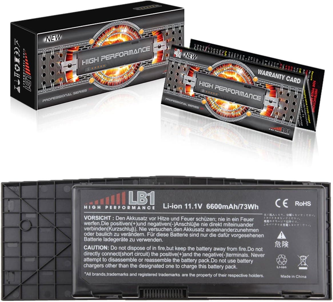 LB1 High Performance 6600mAh/11.1V Battery for Dell Alienware M17x, M17x R3, M17x R4 Fits: BTYVOY1, C0C5M