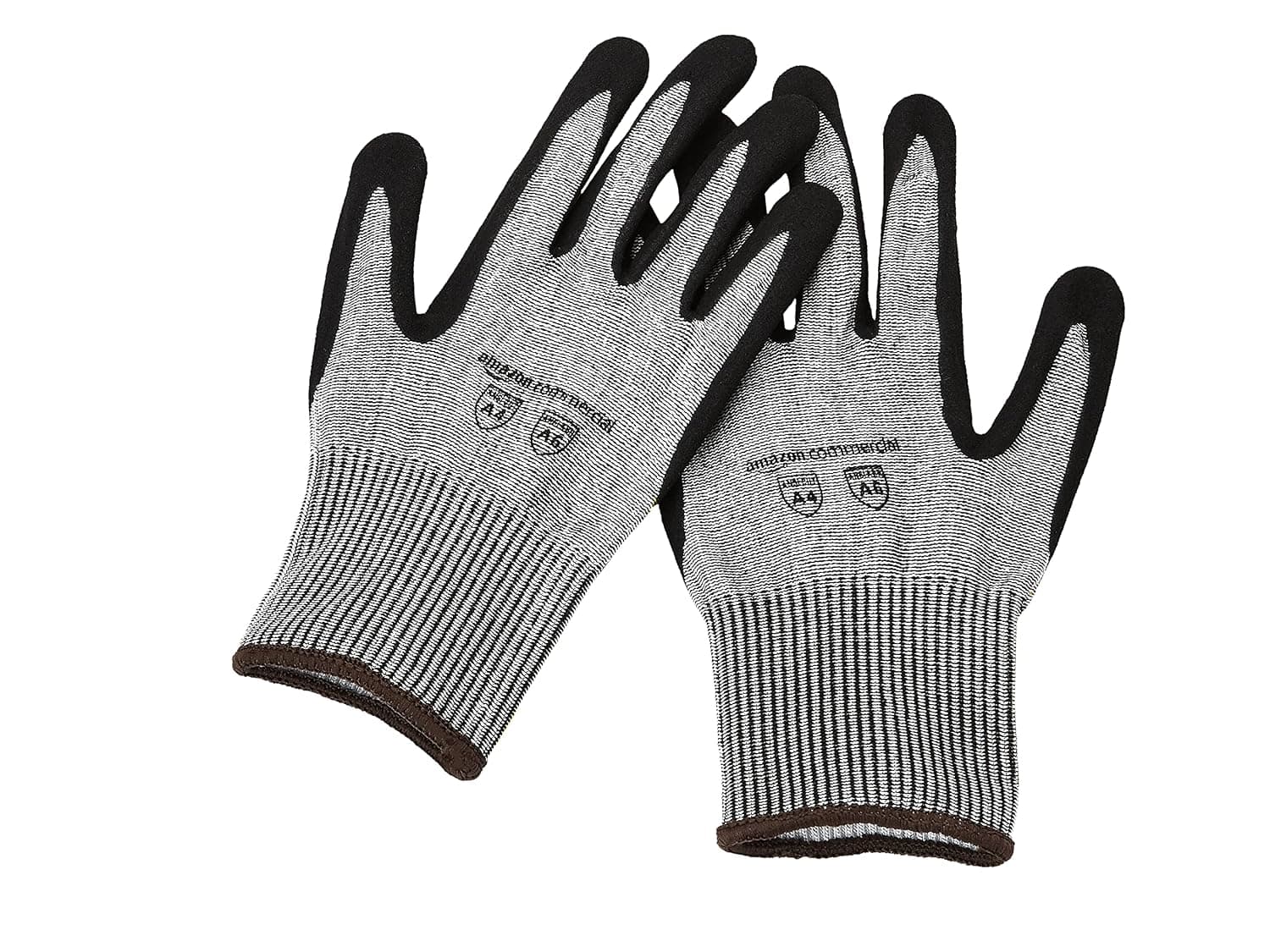 AmazonCommercial 13G HPPE Cut Resistant Liner & Nitrile Gloves (Salt & Pepper/Black), Size L, 1 Pair