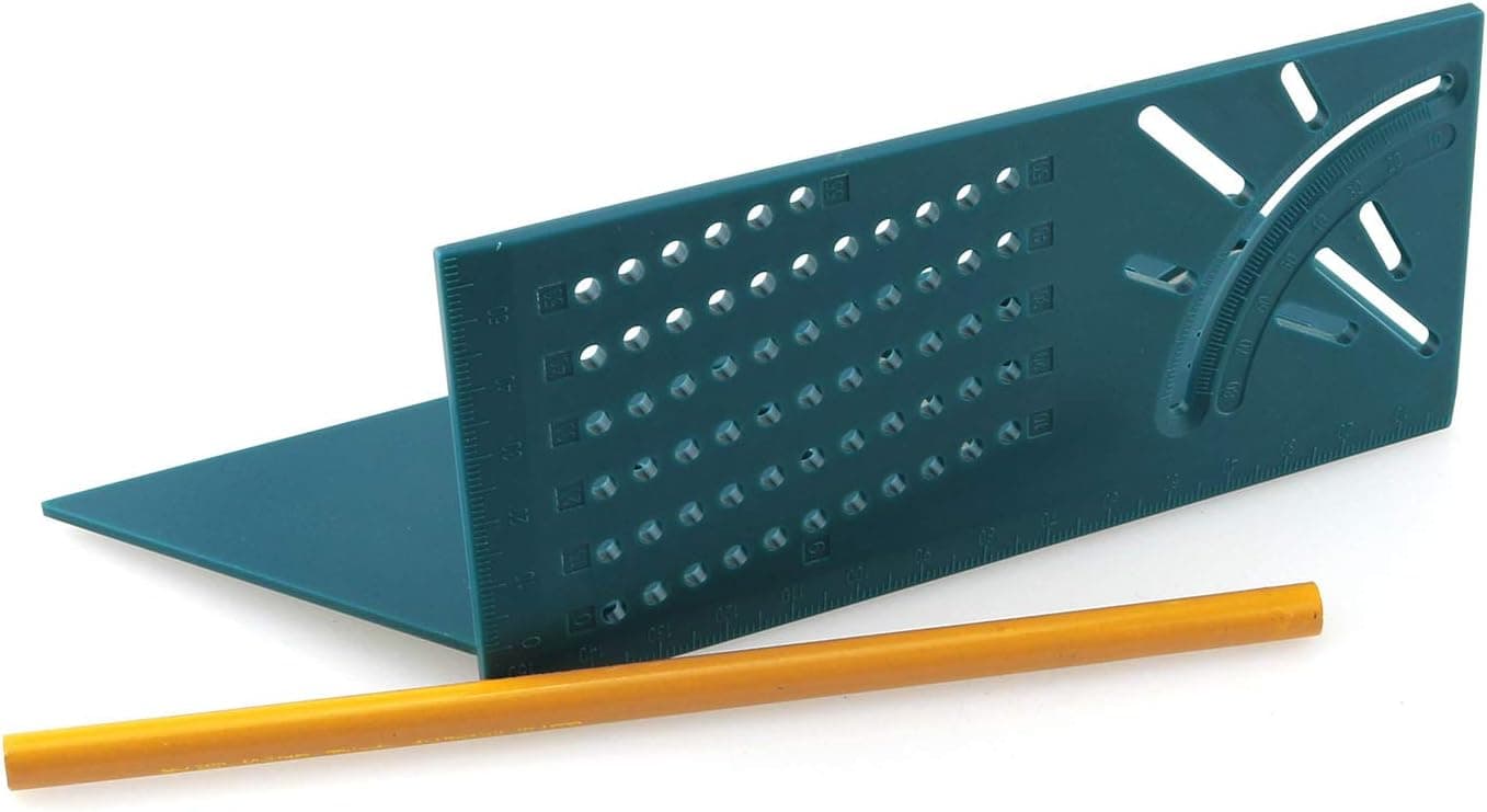 DGZZI 3D Multi-Angle Measuring Ruler Green 45 and 90 Degree Woodworking Square Size Measure Tool with Gauge,Ruler and Carpenter Pen