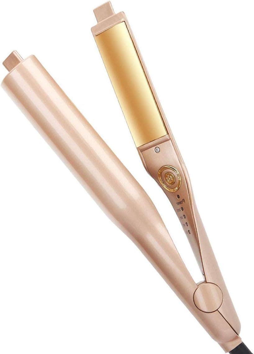 Professional Salon Styling Negative Ions 2 in 1 Twist Straightening Iron hair Curling Iron by Britederm,3D Concave and Convex Ceramic Titanium plate New Design V3-NEW Gold